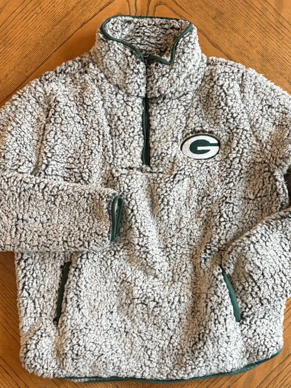 Green Bay Packers NFL Sherpa Teddy Fleece Quarter-Zip Pullover Women's Medium